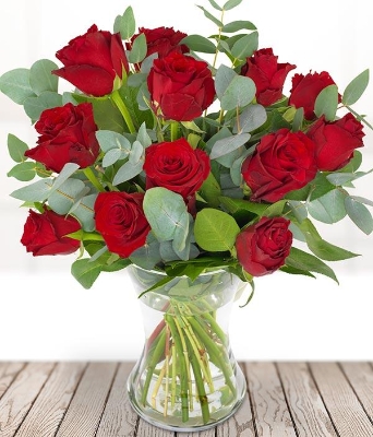 Dozen Red Roses in a vase**